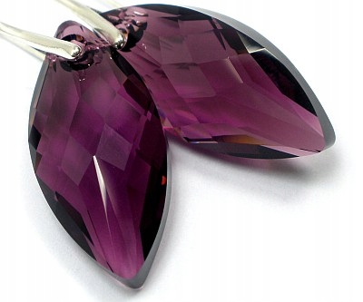 Krystaly Náušnice Navette Certifikát Stříbro