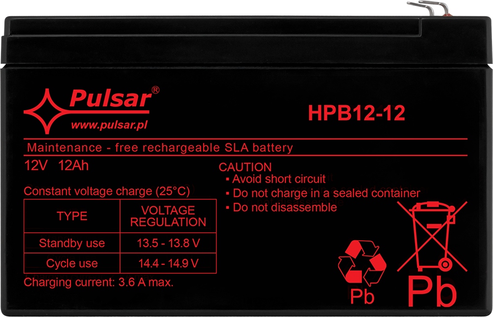 Akumulator AGM 12V 12Ah HPB12-12 Producent Pulsar