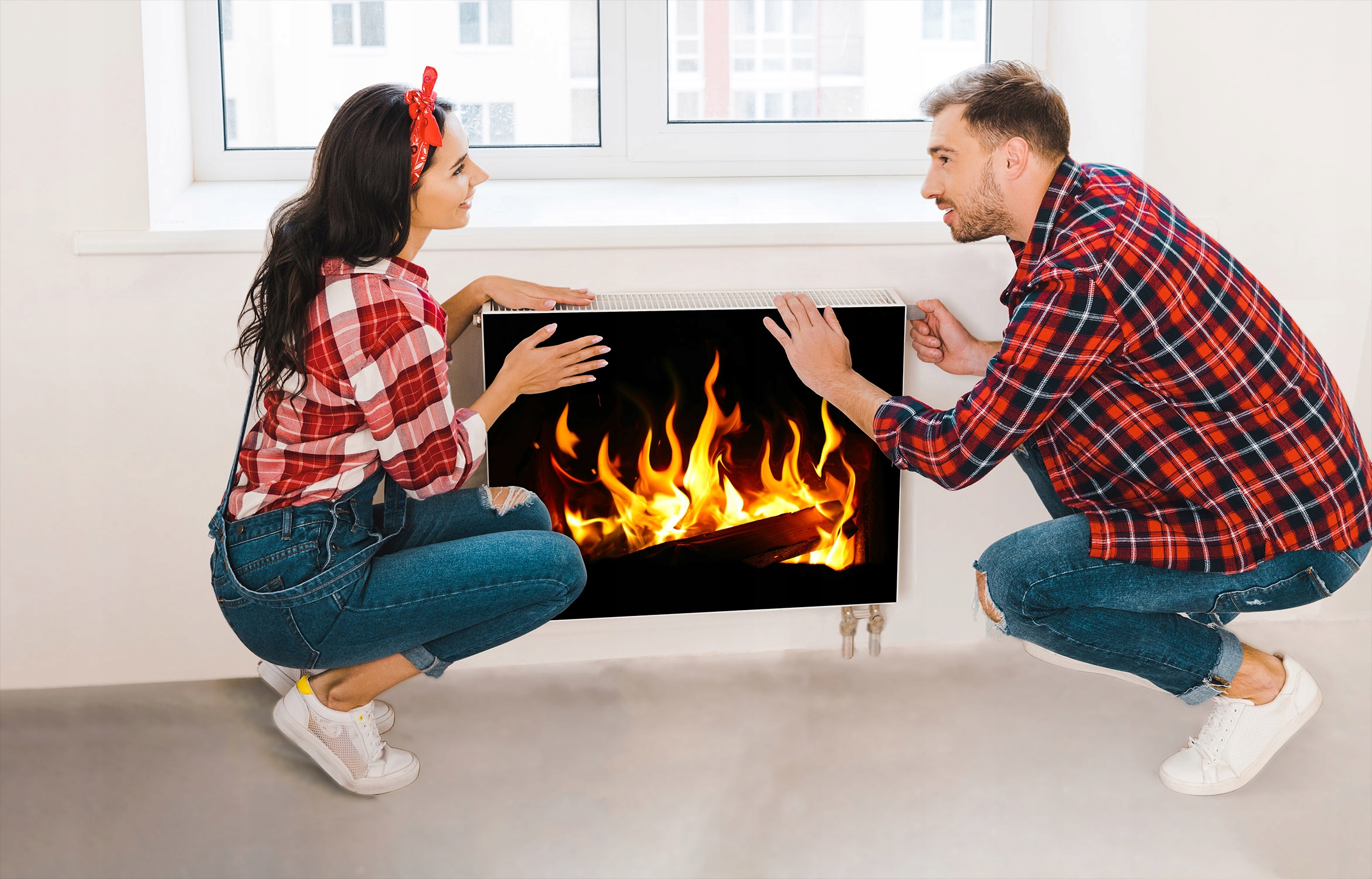 OSŁONA NA KALORYFER MAGNETYCZNA 80x60 OGIEŃ MATA MAGNES Materiał mata magnetyczna