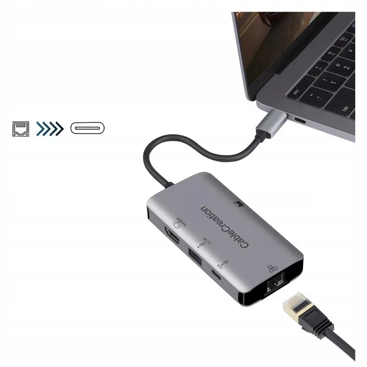 Hub CC USB-C Thunderbolt 3 4 HDMI 4K LAN 1Gb/s USB 3.0 MacBook M1 M2 M3 Kod producenta 4Apple 4x 10Gbps HUB Mac Mini | MacBook