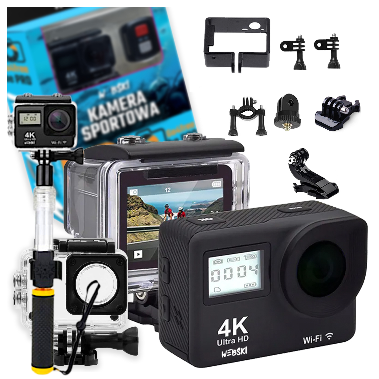 Trefný Dárek od Mikuláše Sportovní kamera 4K Uhd Držák na dálkové ovládání bazénu