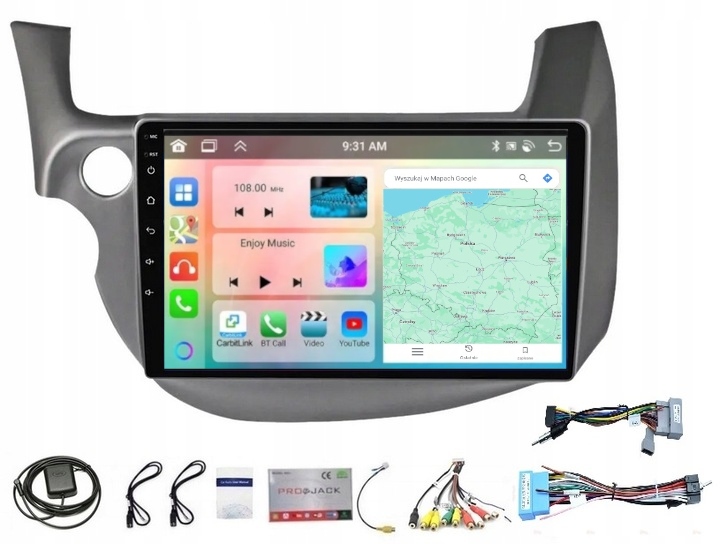 Rádio Navigácia Gps Android Honda Jazz 2008-2014 Carplay Wifi Usb 4GB 64GB