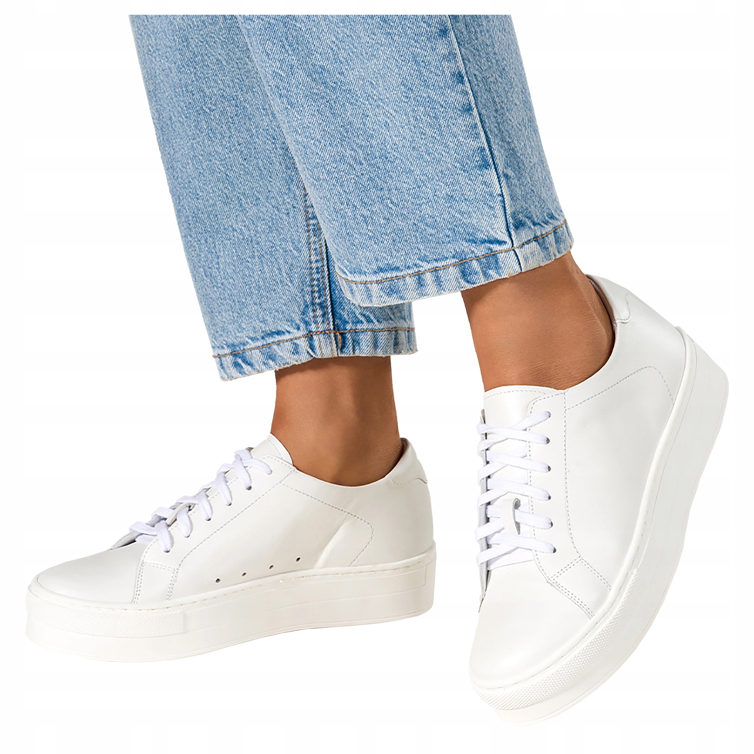 Kožené Tenisky Dámské Sportovní boty Bílé Pohodlné Creepersy velikost 37