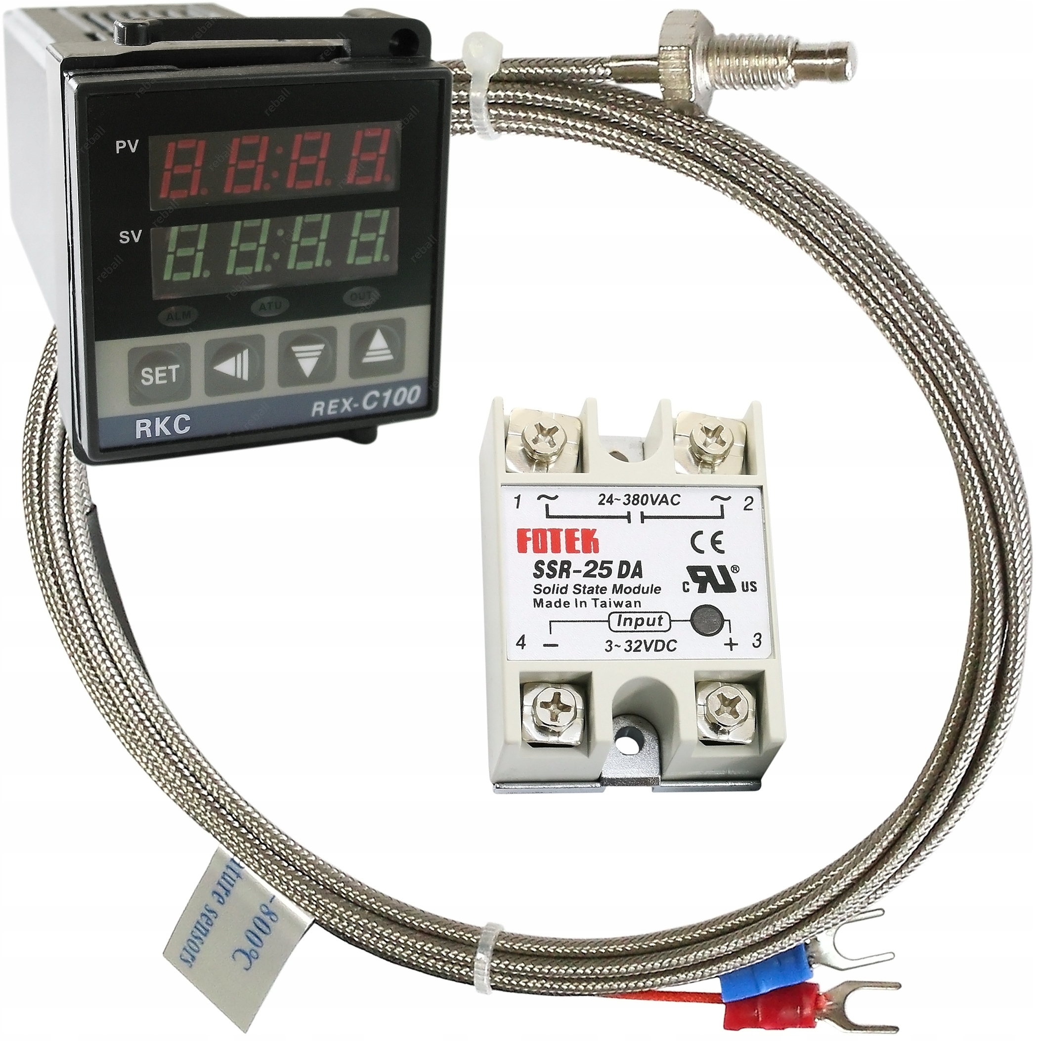 Termostat Regulátor Rex C100 Senzor M8 Relé Ssr 25A