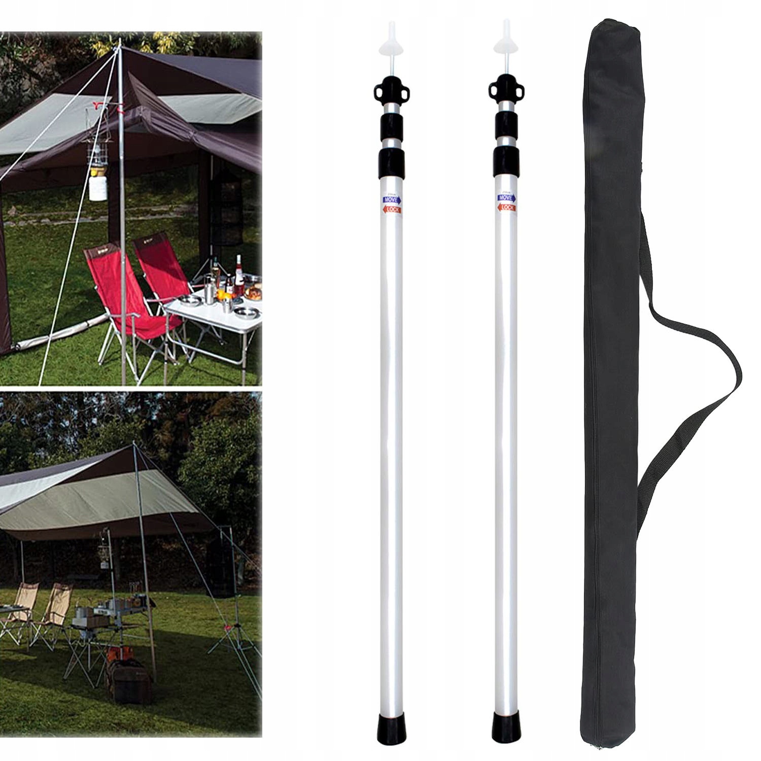 Regulowane Drążki Teleskopowe Aluminiowe, 2 Sztuki