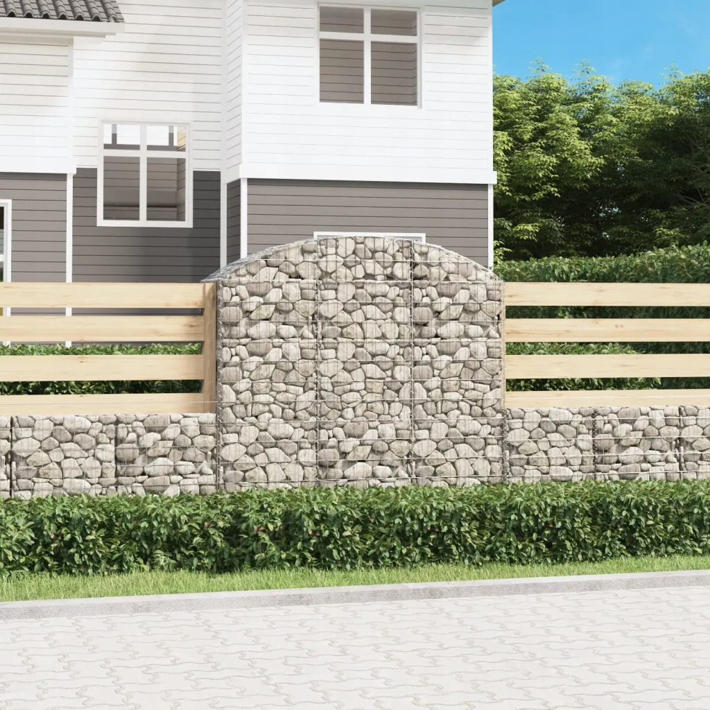 Klenutý gabionový koš 150 x 50 x 140/160 cm pozinkované železo Stříbrná 153