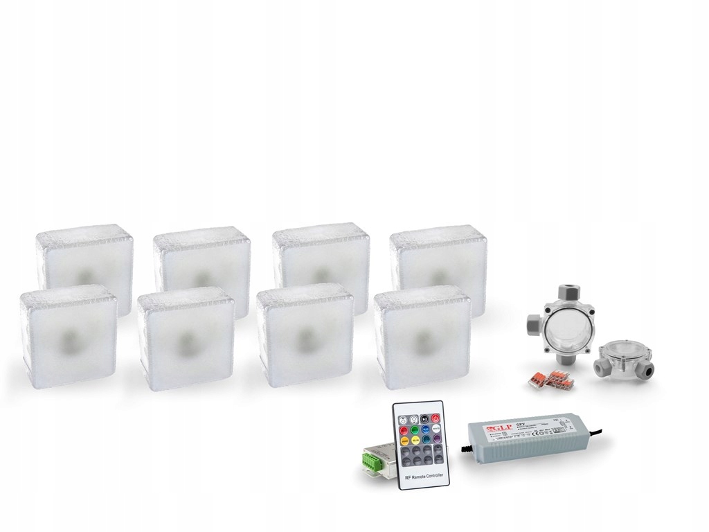 8x Świecąca Kostka Brukowa LED Nostalit 12x12 RGB