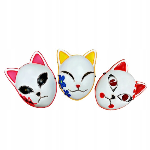 MASKA ŚWIECĄCA KOT CAT CZERWONA LED NEON HALLOWEEN Materiał plastik