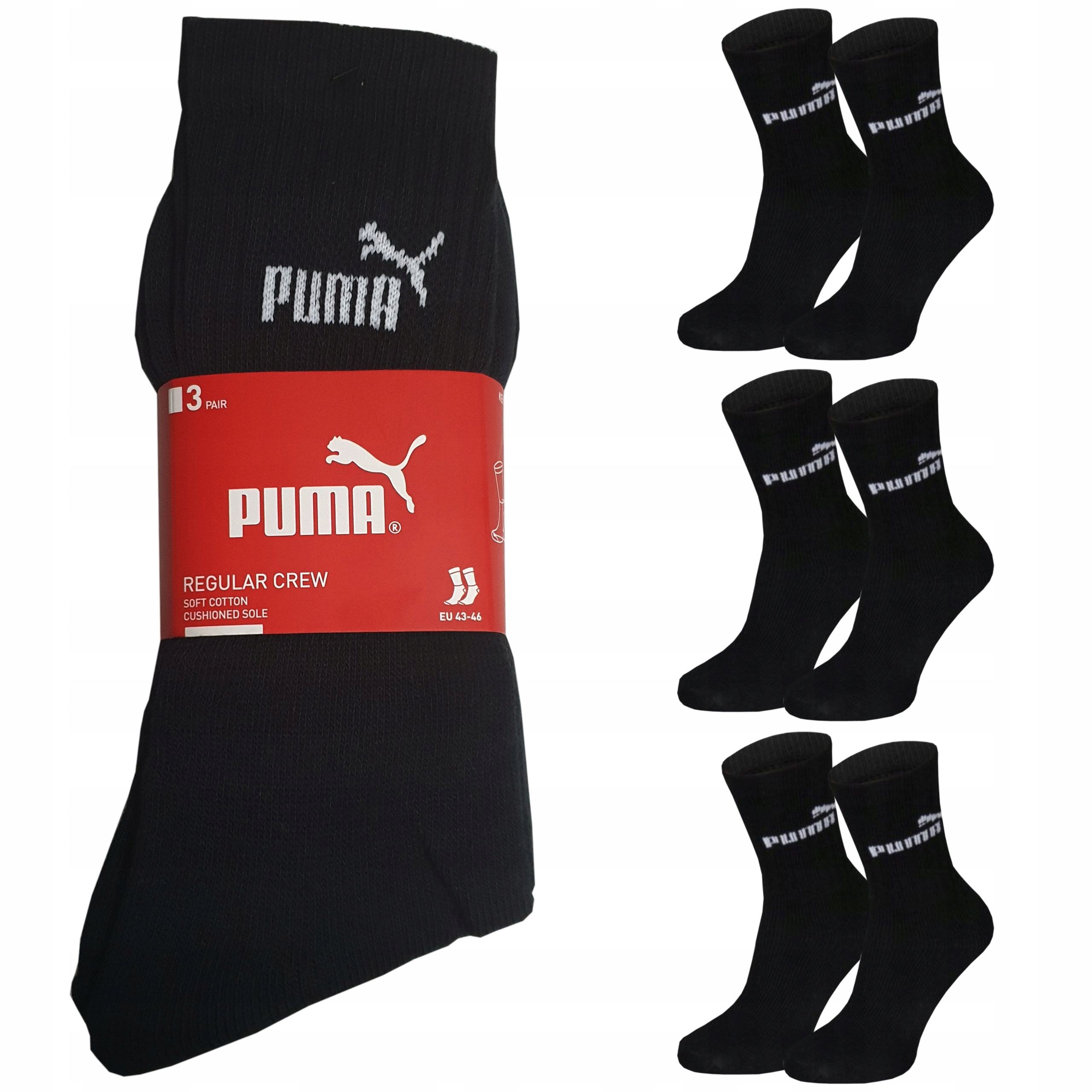 

Puma Skarpety Skarpetki Czarne 3pak 43-46 Długie