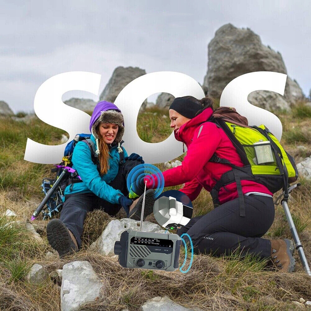 PRZENOŚNE RADIO NA KORBKĘ Z BATERIĄ SOLARNE 2000MAH, RADIO AWARYJNE Z AM FM Waga produktu z opakowaniem jednostkowym 0.4 kg