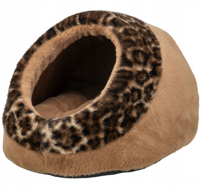 Levně Trixie Leo Pelíšek plyšová kočičí budka pro psa hnědá panterka 41x26x35 cm