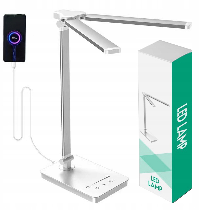 LAMPKA BIURKOWA LED PODWÓJNA USB LAMPKA KREŚLARSKA SZKOLNA