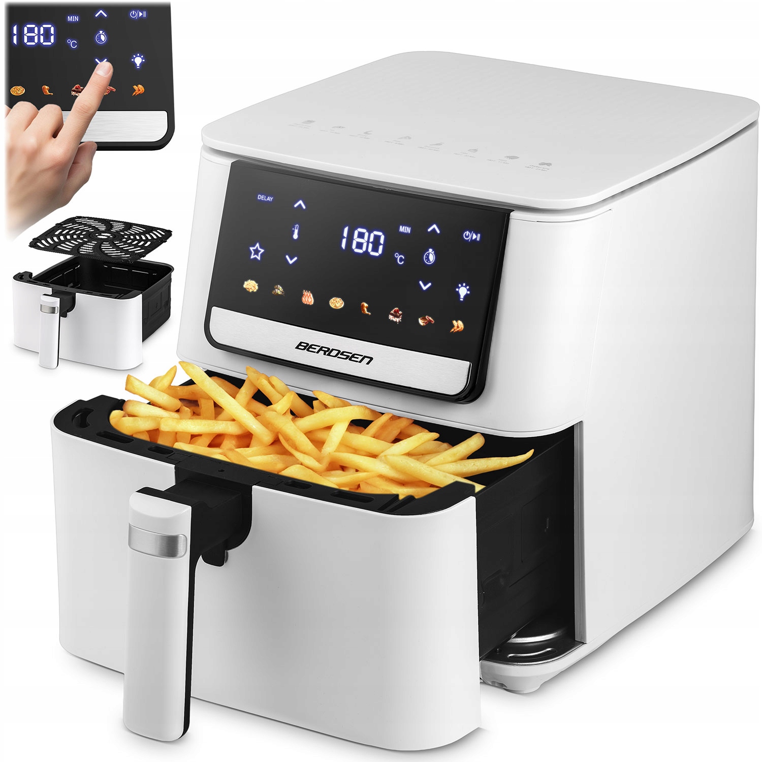 Beztuková Fritéza Air Fryer Fritéza Trouba Bílá 1300 W