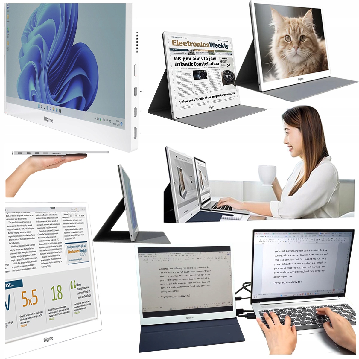 Monitor przenośny 13,3" Kolorowy do Laptopa Telefonu e-ink Bigme B13