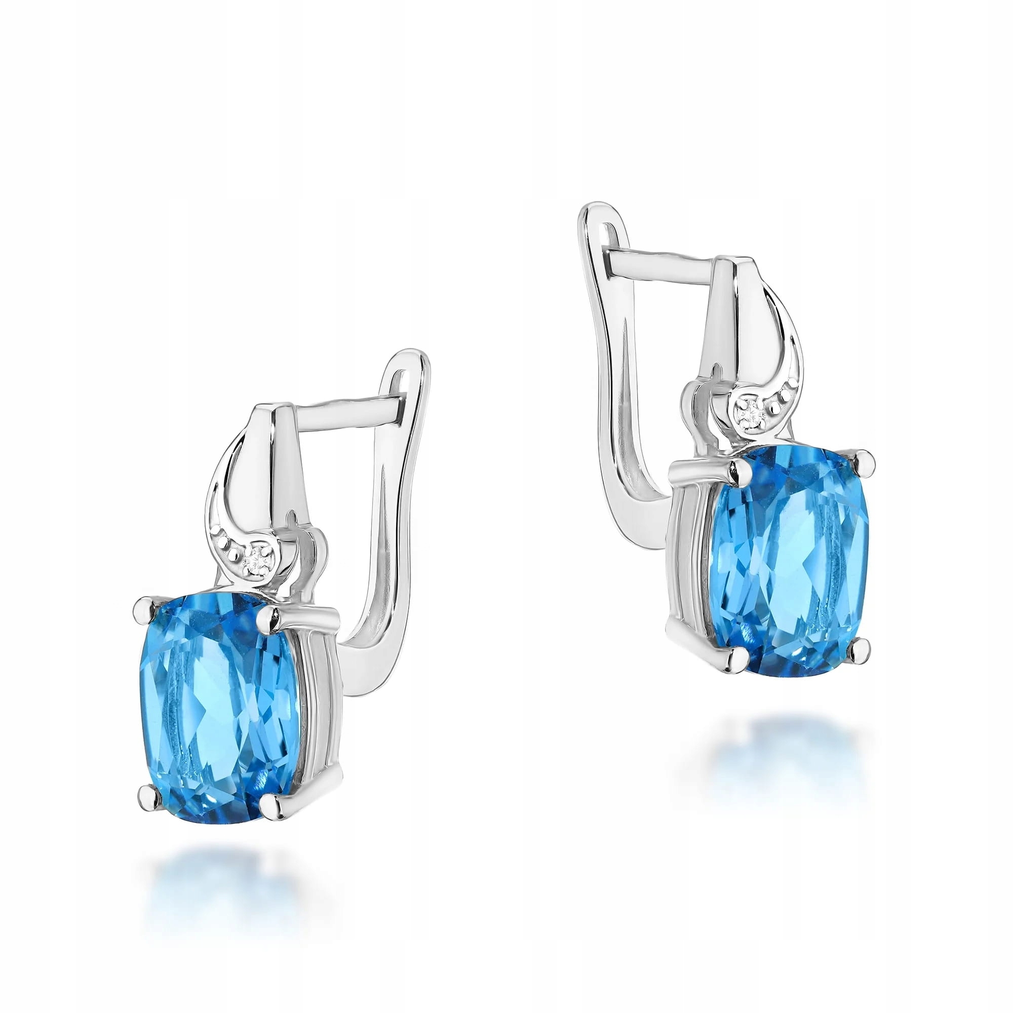 Náušnice z bílého zlata 585 Topaz Swiss s briliantem 3,9 g na Valentýna