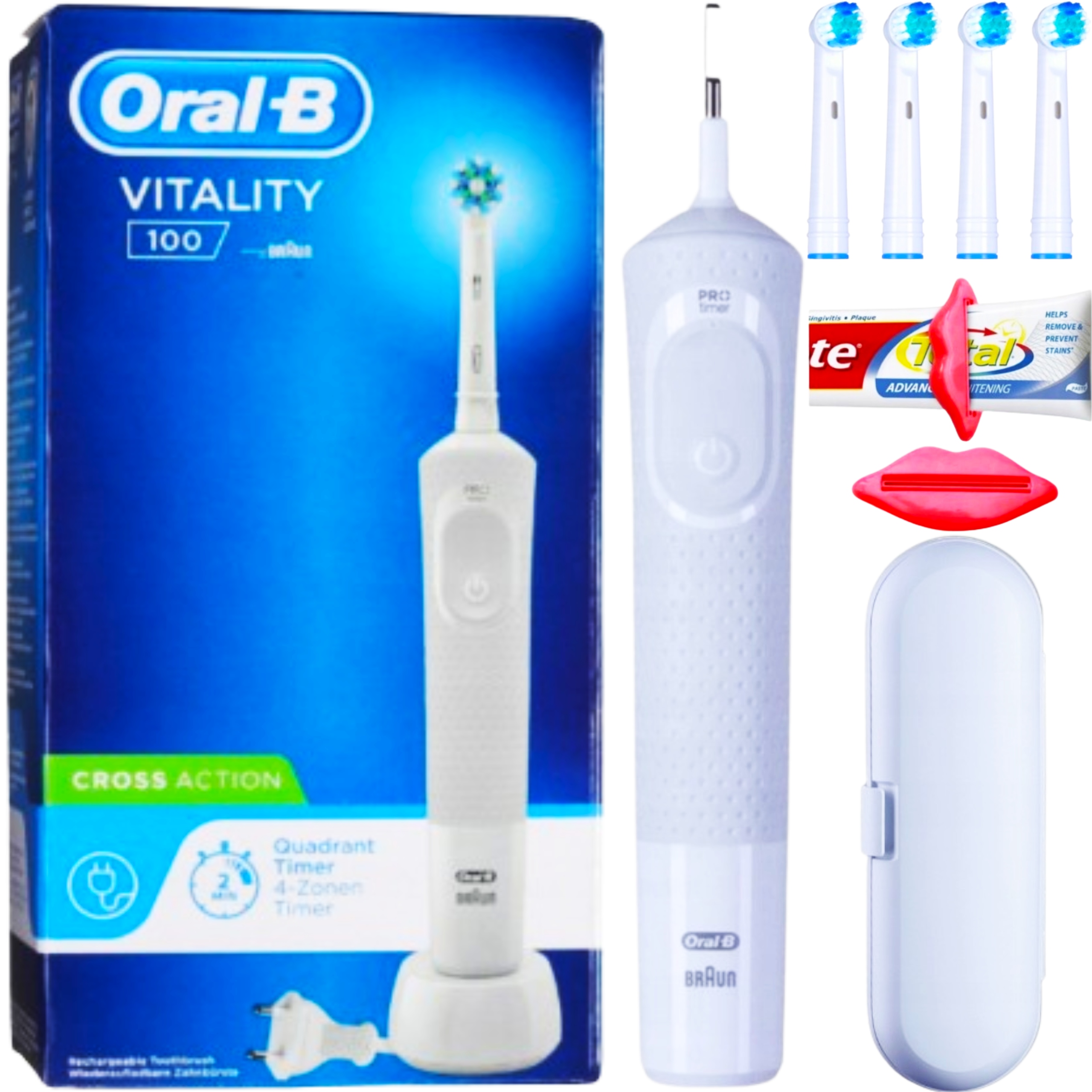 Szczoteczka Do Zębów Elektryczna 4 Końcówki Oral Do Mycia Zębów Obrotowa