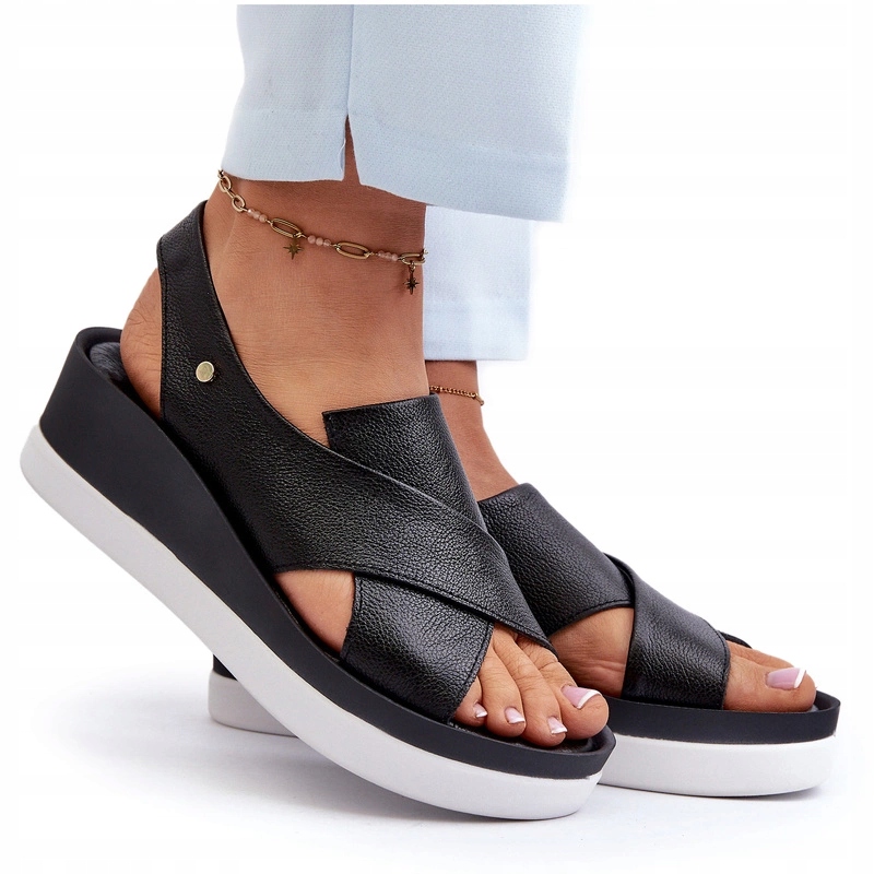 Dámské Kožené Sandály Na Podpatku Zazoo 40256, Černé, Velikost 38