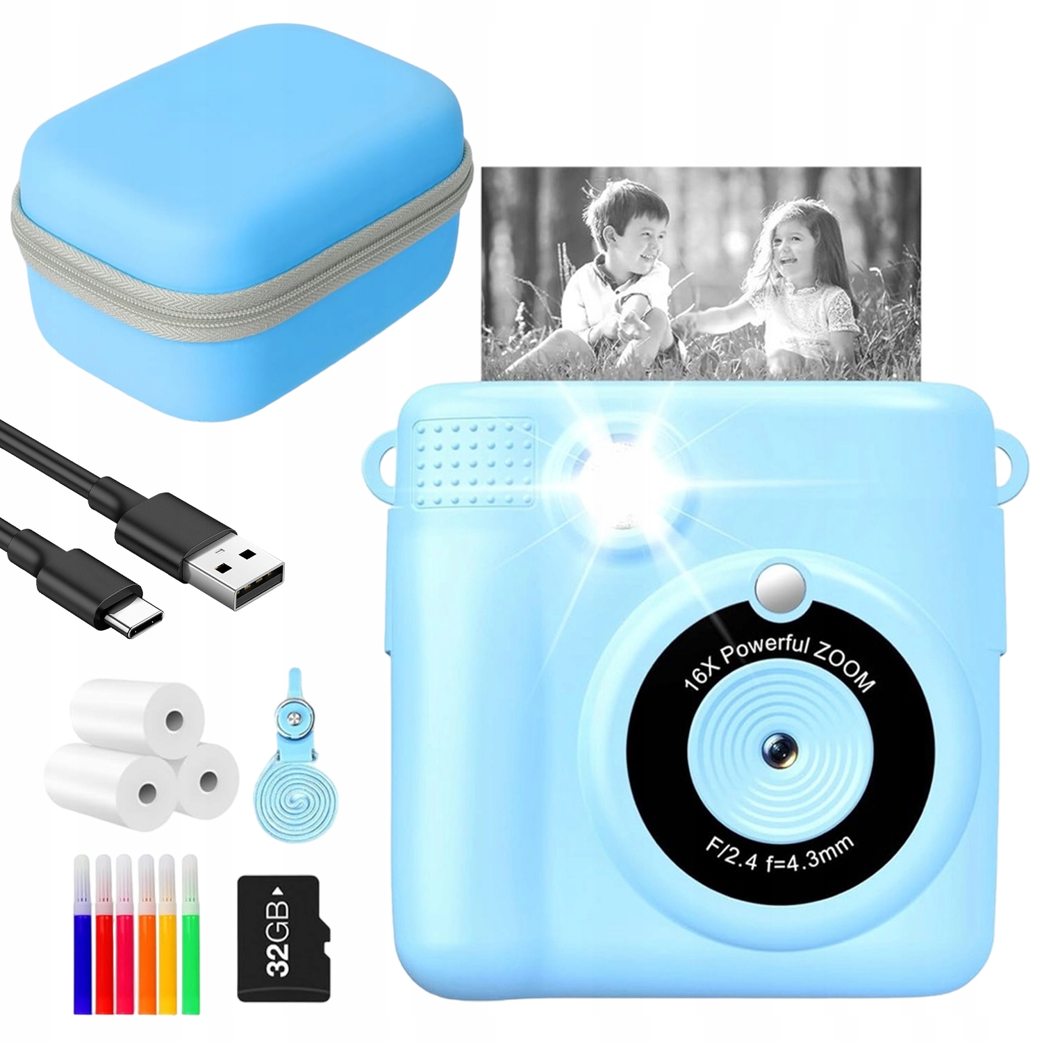 Instantní Digitální Fotoaparát Pro Děti S Tiskárnou 32GB Karta 3 Role