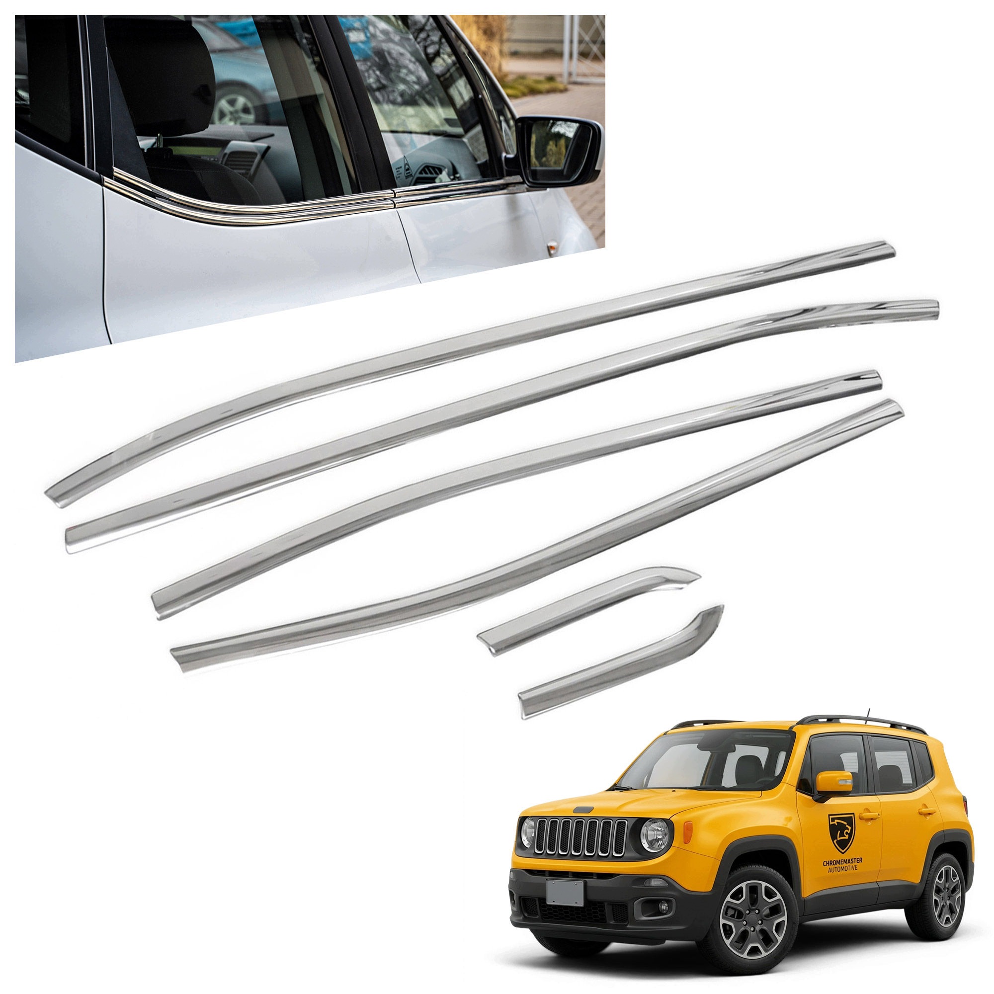 Okenné lišty pod bočné sklá pre Jeep Renegade I 2014- oceľ