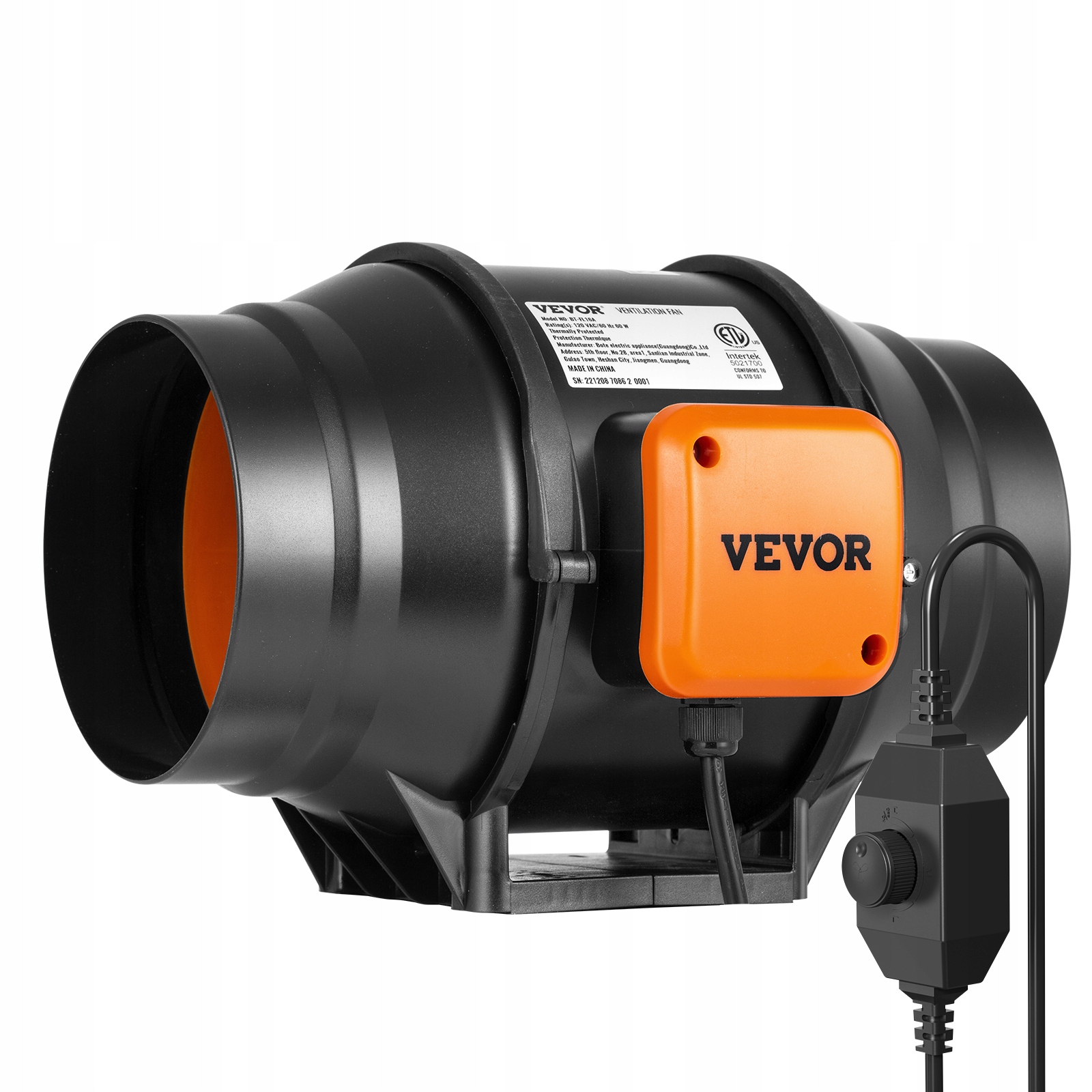 Kanálový Ventilátor Vevor 60W 400CFM, Silný, Tichý, Nastaviteľný Motor