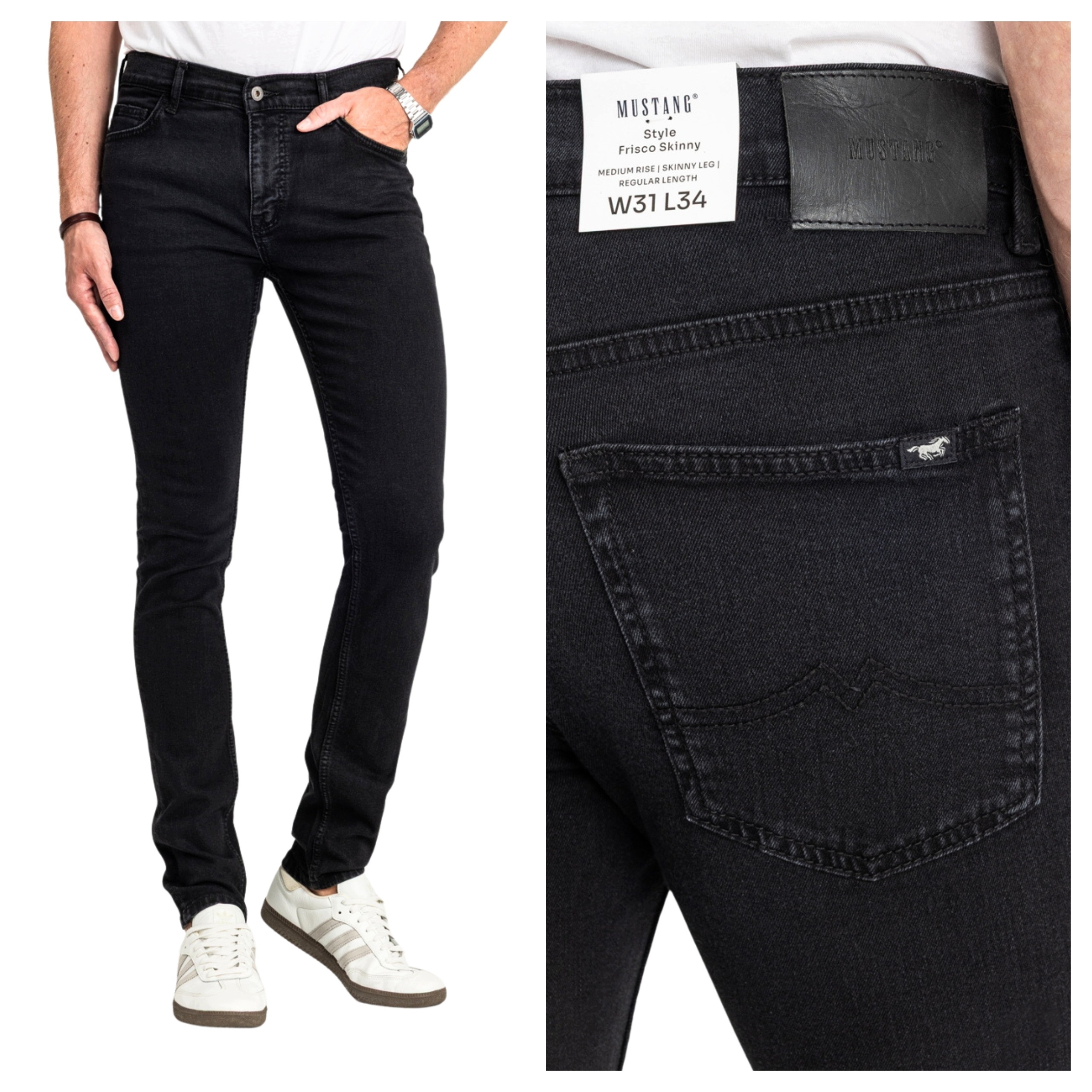 Pánské džíny Mustang Frisco Skinny Černé Přiléhavé Bavlněné W31 L34