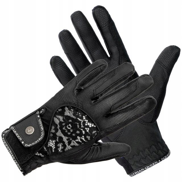 Rękawiczki jeździeckie damskie Equestrian Queen Rantau czarne XL