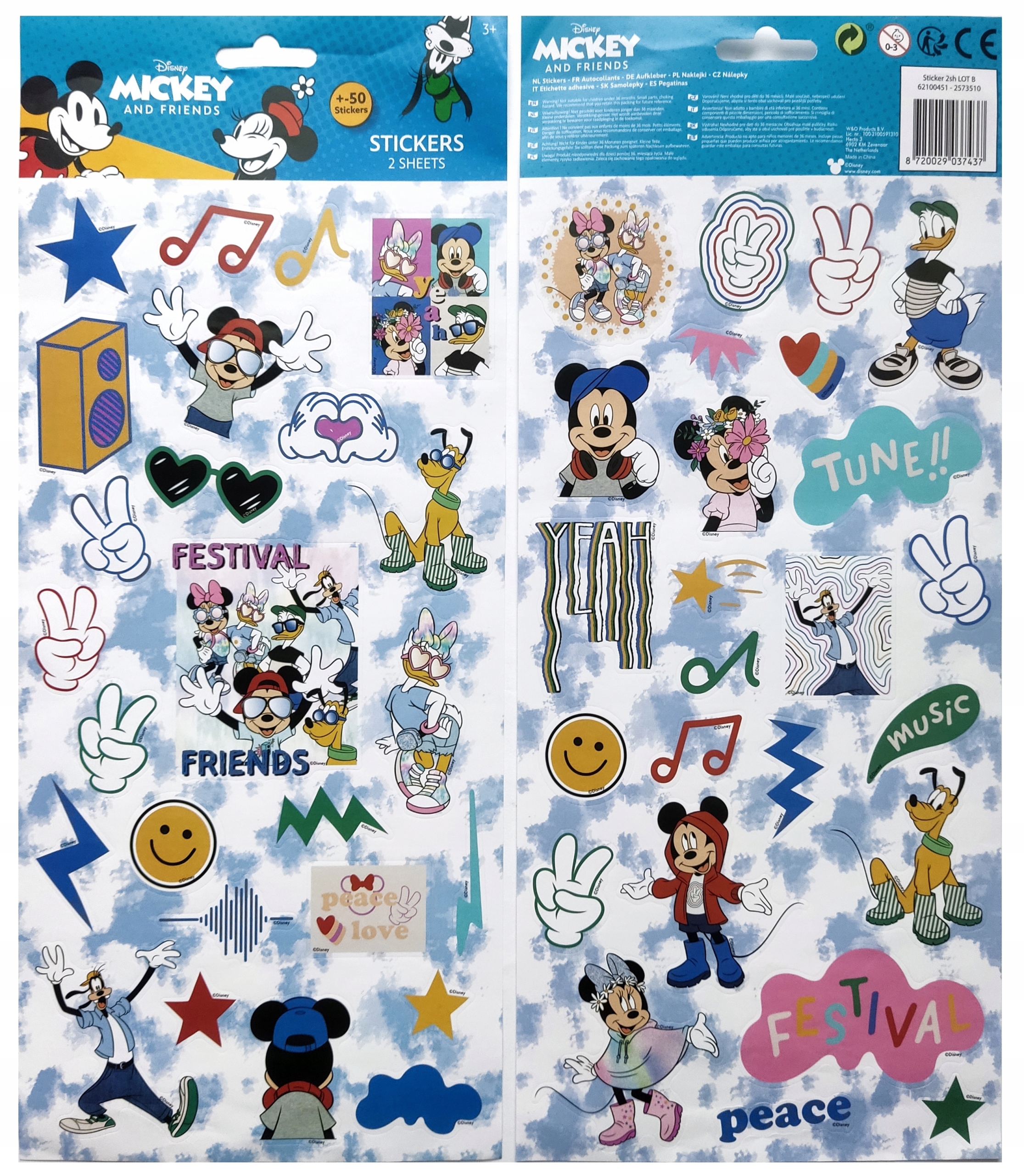 NAKLEJKI MYSZKA MICKEY 50 SZTUK ZESTAW NAKLEJEK