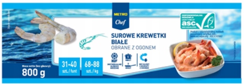 Levně Metro Chef Krevety 31/40 bílé surové, oloupané, s ocasem 800 g