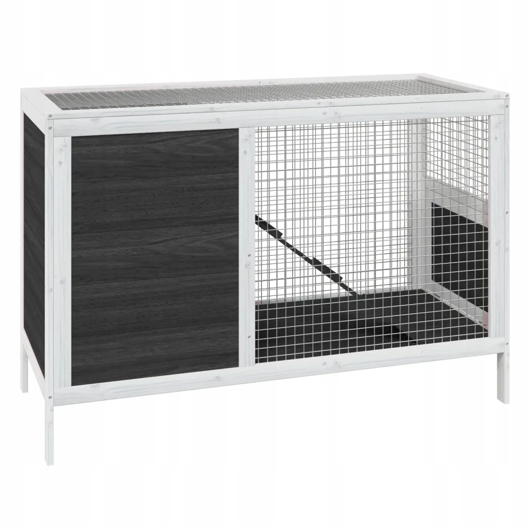 Levně Klec pro králíka 2-úrovňová, masivní dřevo, 103x44x69,5 cm, různé barvy