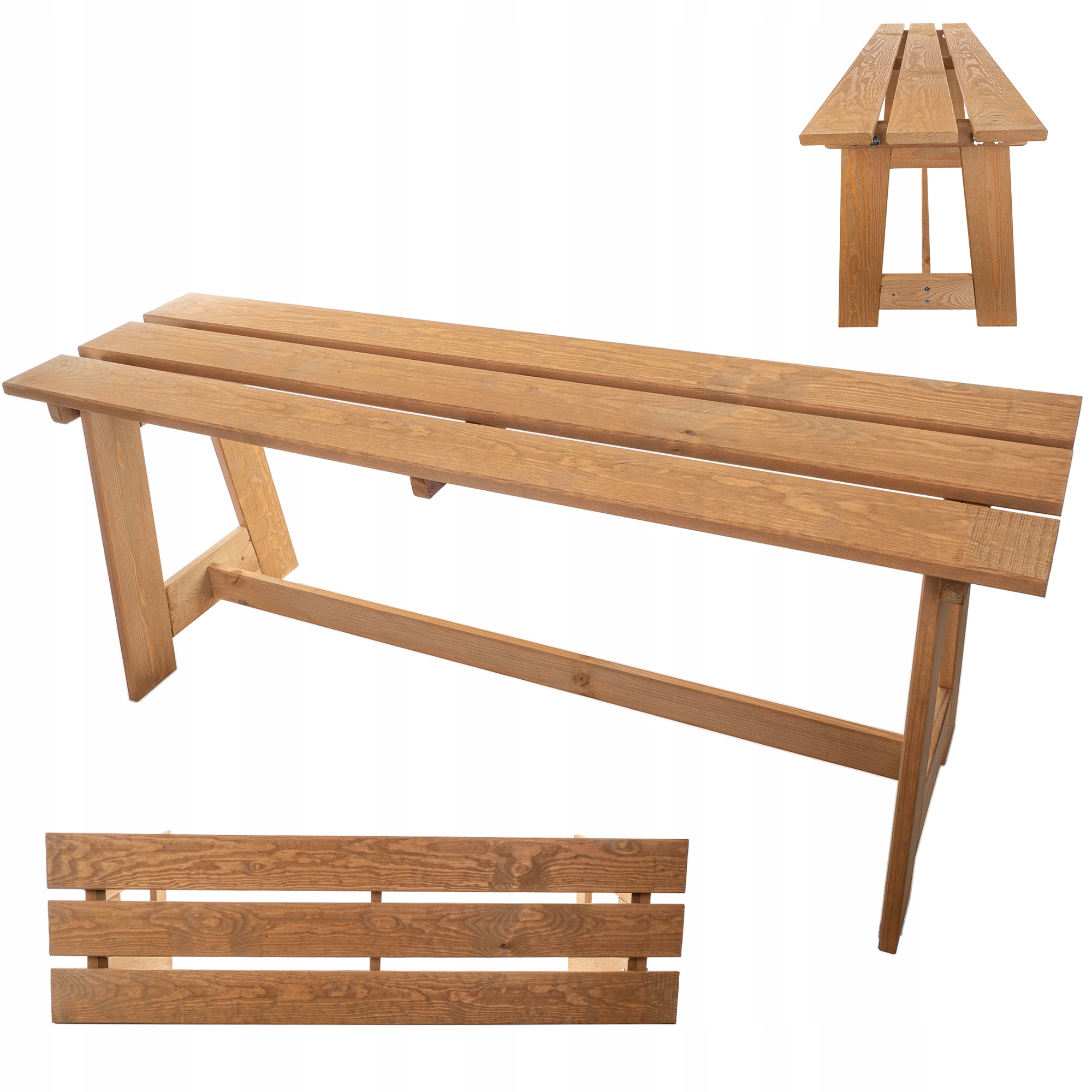 Drevená Parková Záhradná Lavička Bez Operadla 119 CM, Lavička Na Terasu, Pevná