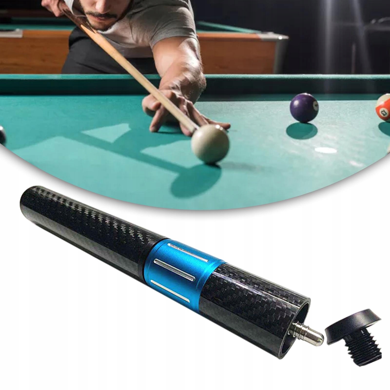 Pool Cue Butt End Extender Carbon Fiber for