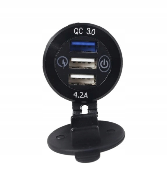 3.0 QC USB ŁADOWARKA SAMOCHODOWA GNIAZDO 4.2A BLUE Producent inny