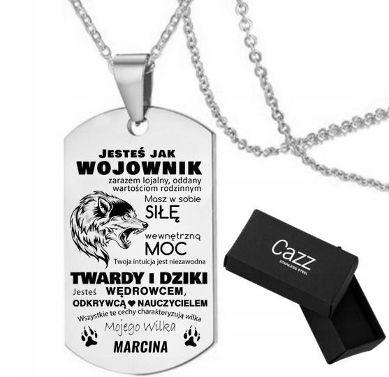 

Naszyjnik Nieśmiertelnik Zwierzęta Mocy z grawerem