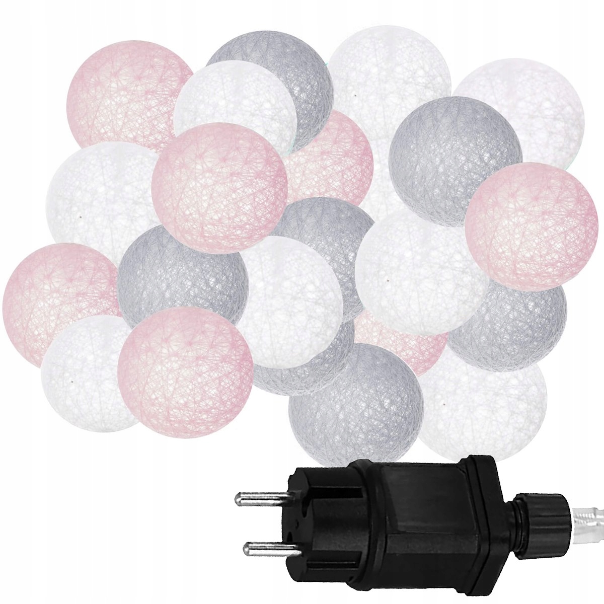 LAMPKI GIRLANDA ŚWIETLNA 20LED KULE COTTON BALLS ŚWIECĄCE ŁAŃCUCH 6cm Liczba lampek 11 - 20