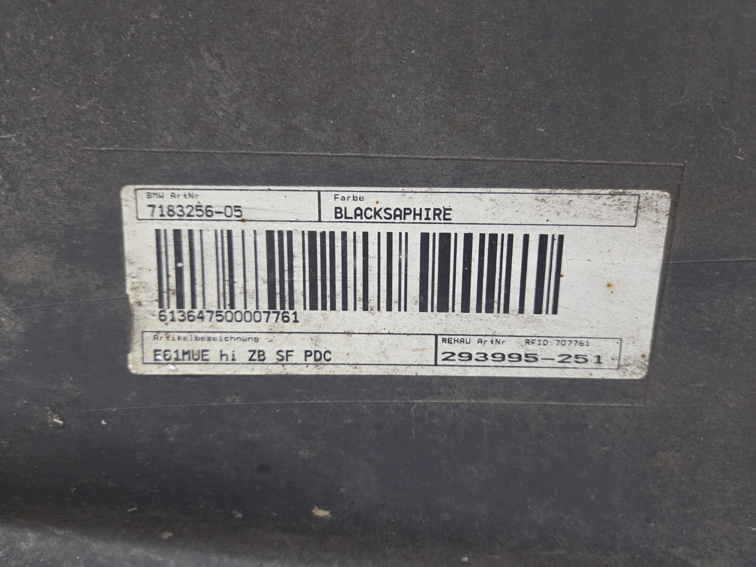 bumper rear BMW E61 LIFT 475/9 BLACK SAPPHIRE 7183256