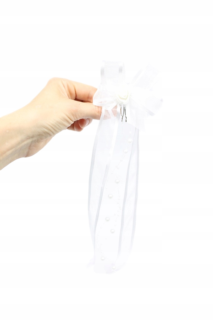 

Kokarda szyfon perełki grzebyk do wpięcia komunia