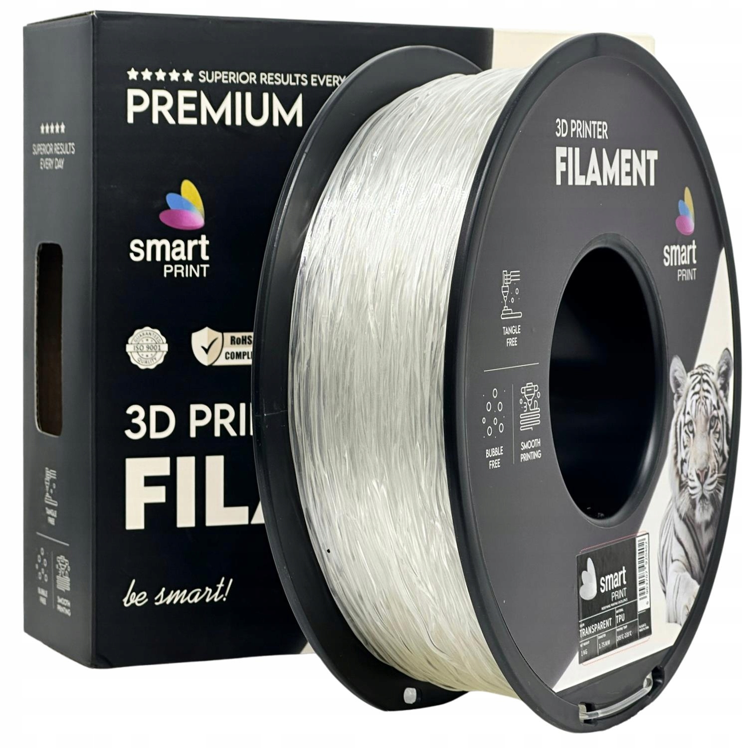 10 x Filament Smart Print Tpu Transparent Elastyczny Guma 95A 1.75mm