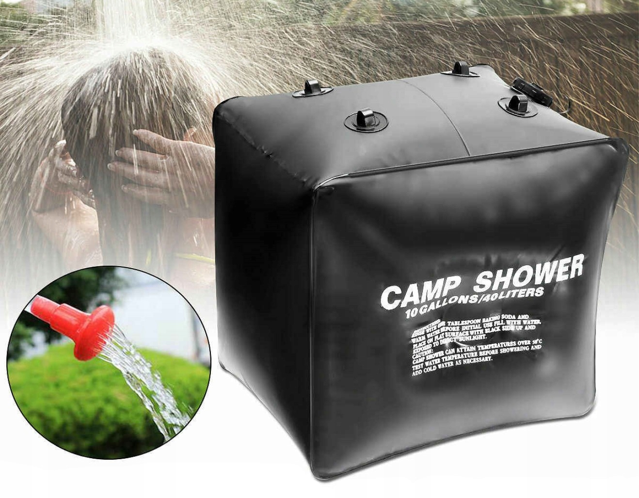 2W1 NAMIOT TOALETA PRZEBIERALNIA PRYSZNIC SOLARNY ZBIORNIK BANIAK 40L Pojemność 20 l