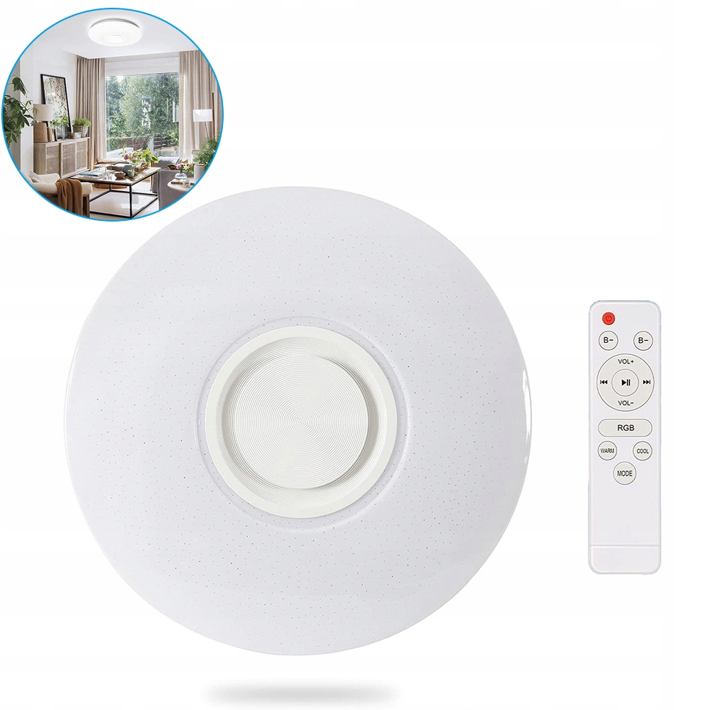 60W Rgb Led lampa s Bluetooth reproduktorem dálkový ovladač App, stmívatelné ovládání