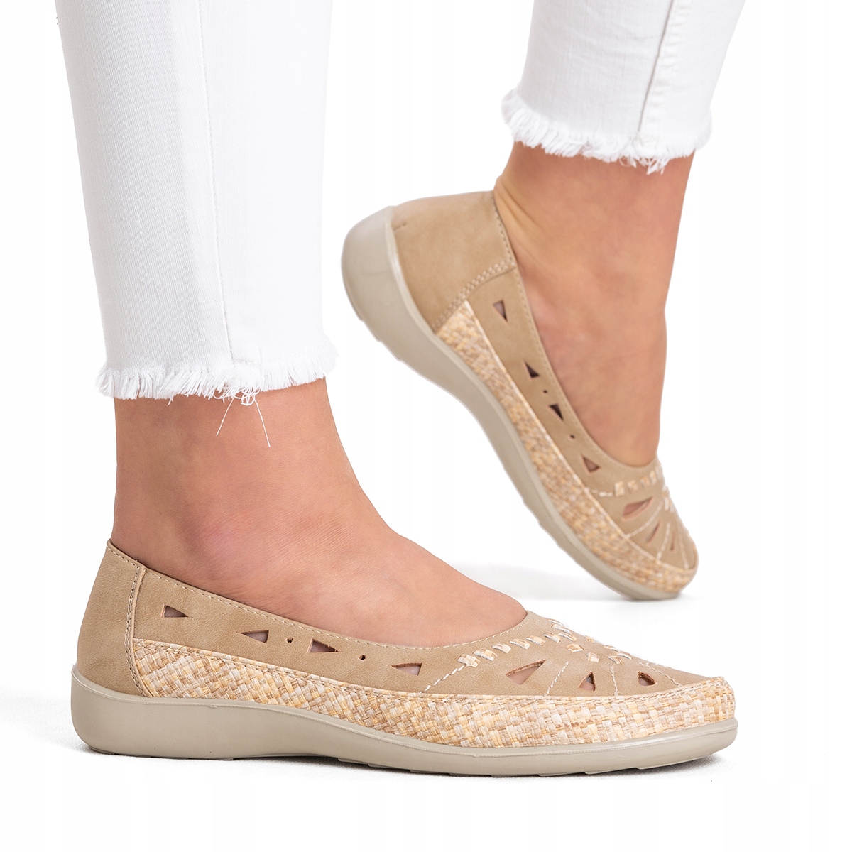 Dámské polobotky vkládací Kůže elegantní mokasíny Lehké nazouvací Wojtyłko 41