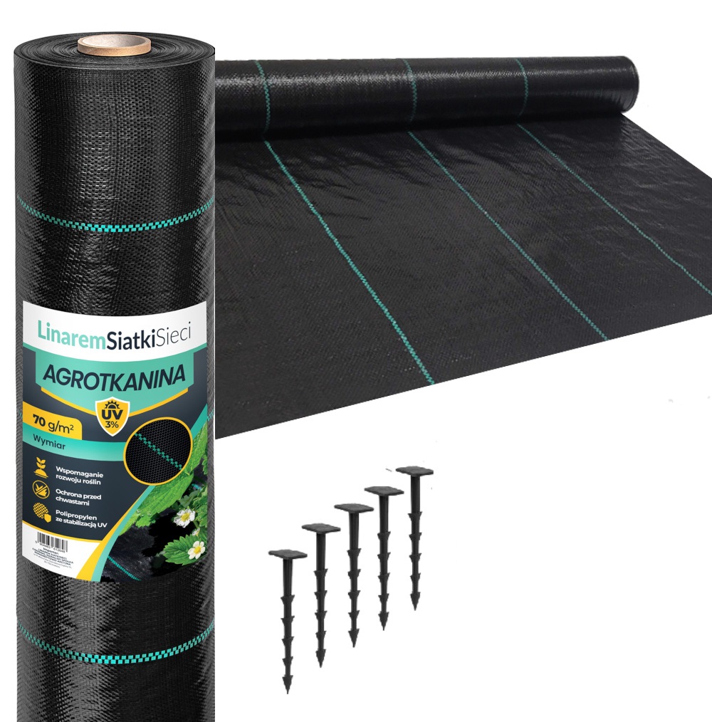 Agrotkanina 70g 1,1x100m Agrowłóknina Czarna Mata Scółkująca Na Chwasty UV3