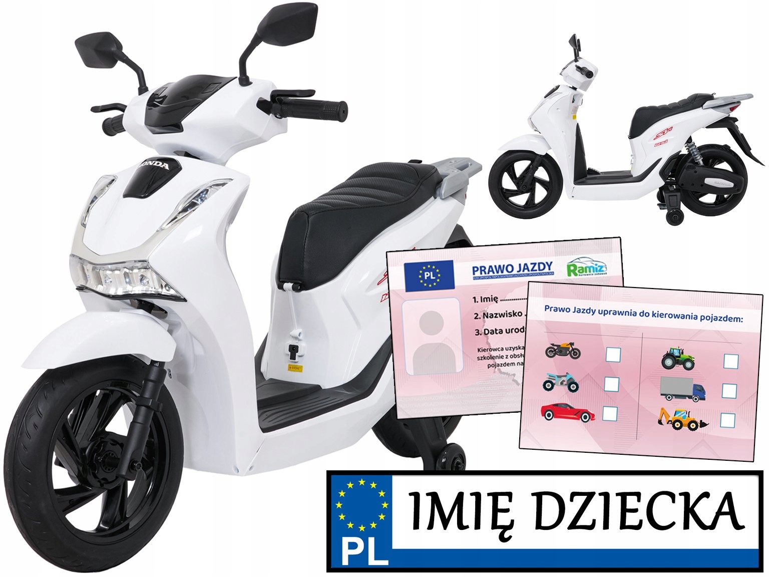 Honda SH125I motorek elektryczny na akumulator dla dzieci Kółka Boczne