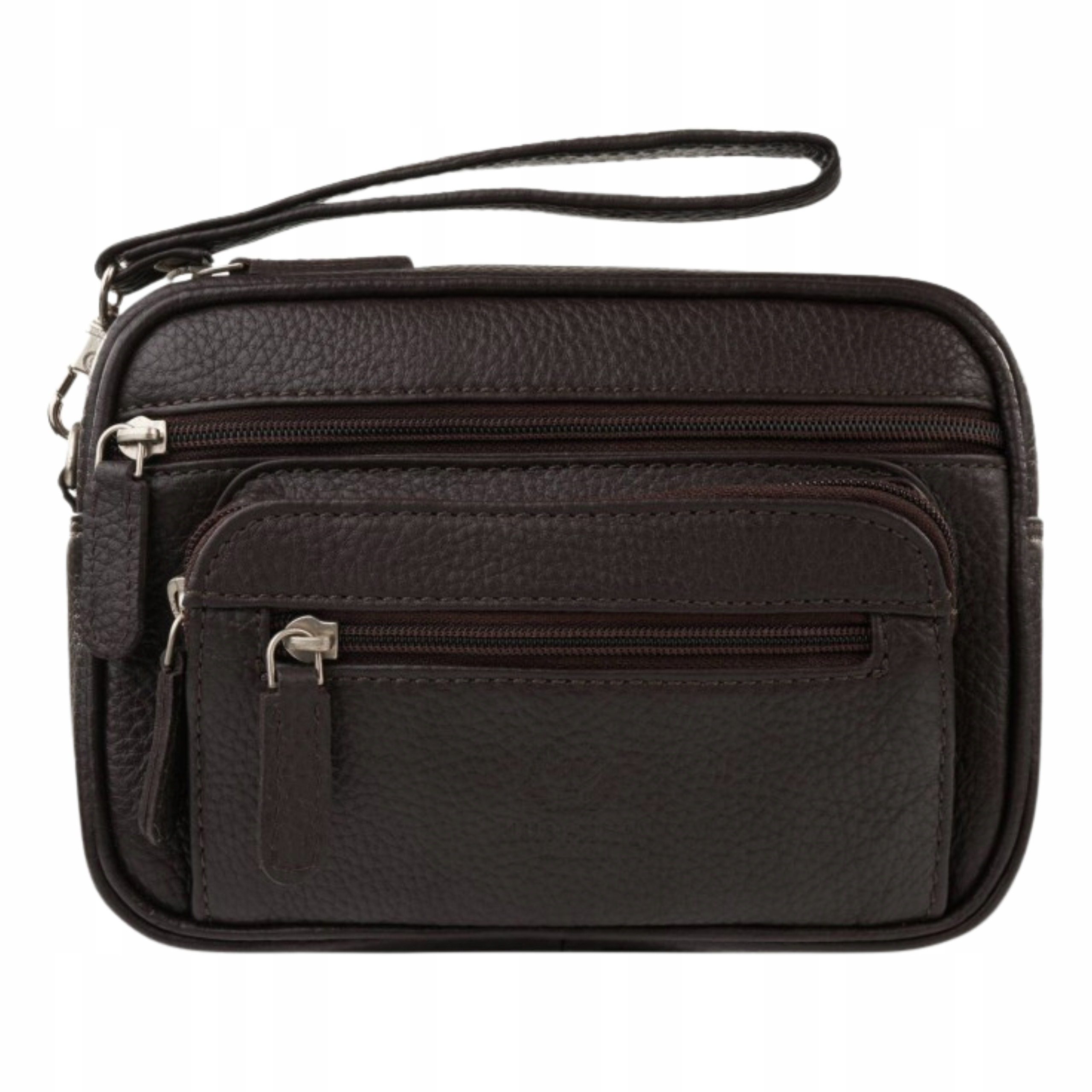 Pánská kožená taška z přírodní lícové kůže Pásek na ruku Paolo Peruzzi Hnědá