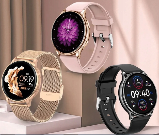 ELEGANCKI SMARTWATCH DAMSKI ROZMOWY POLSKIE MENU ZEGAREK DLA KOBIETY 2PASKI Kolor złoty