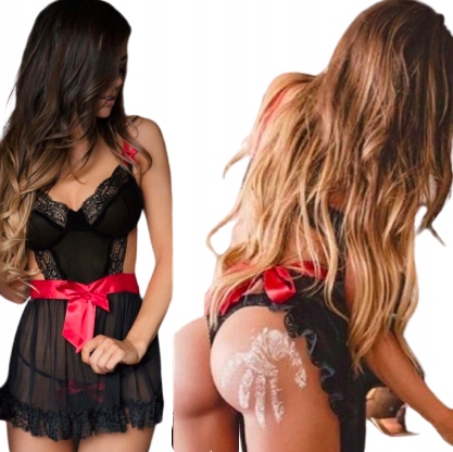 

seksowna koszulka nocna zmysłowy komplet stringi