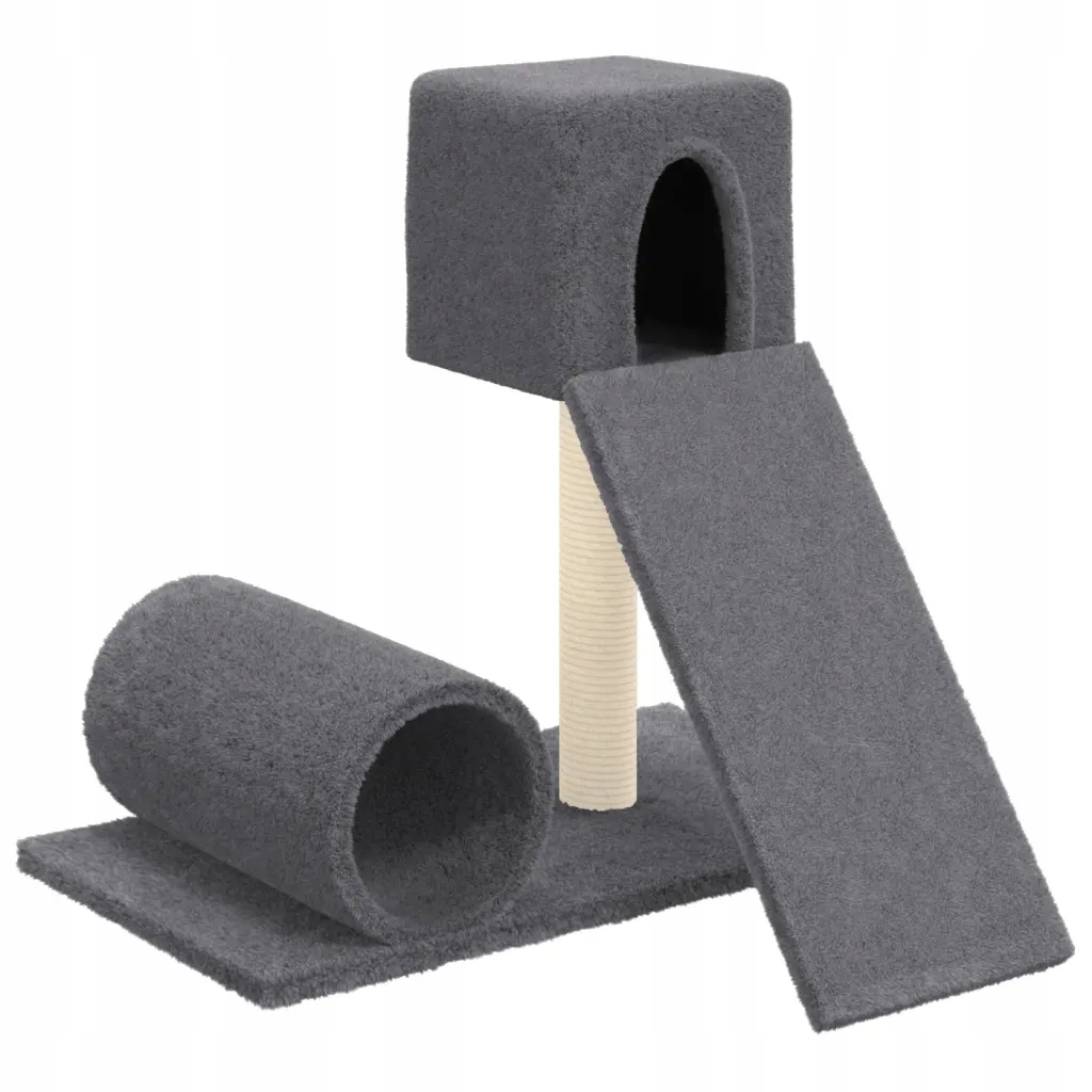 Levně Škrabadlo pro kočky sisalovým sloupkem, tmavě šedé, 59 cm