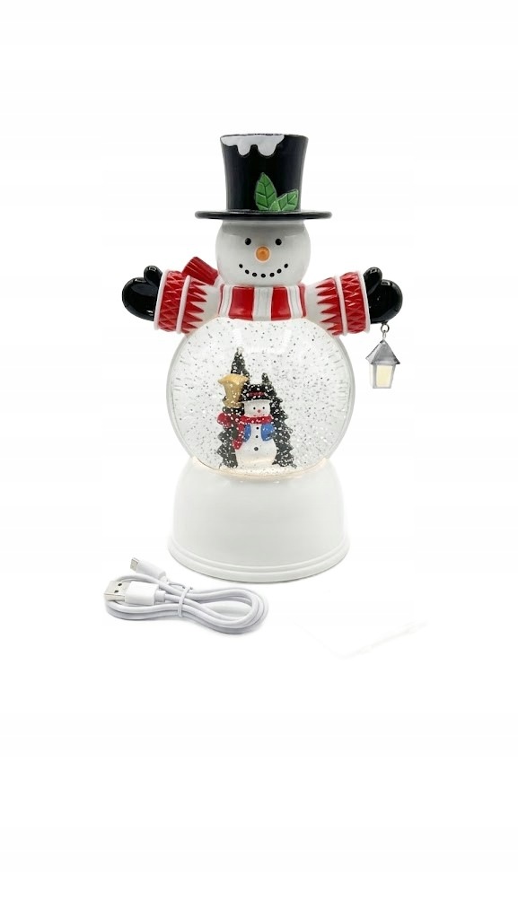 Vánoční sněhulák Sněhová koule Lampion Led 30 cm USB/Baterie