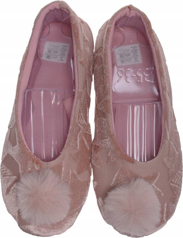 

Baleriny Kapcie Damskie Baletki Pompon pudr róż 37