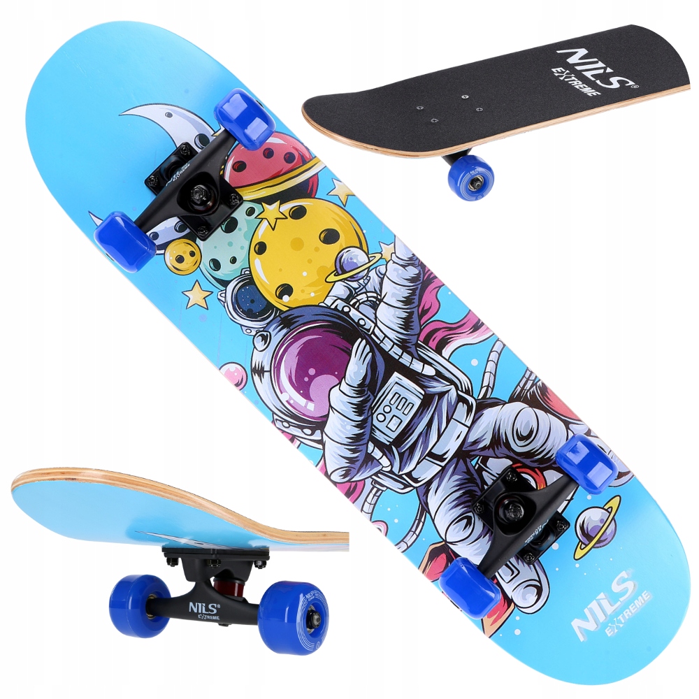Deskorolka Klasyczna Drewniana Deska Skateboard Dla Dzieci Nils ABEC-7