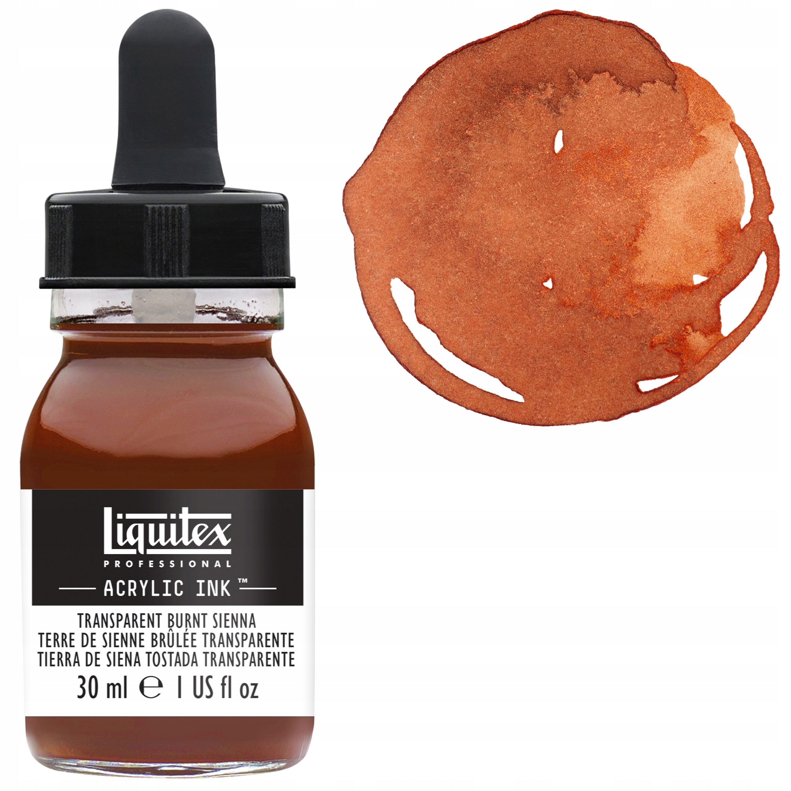 Tusz akrylowy Liquitex Acrylic Ink pipeta 30ml Transparent Burnt Sienna 129